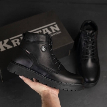 Мужские кожаные зимние ботинки Kristan Black Т-873
