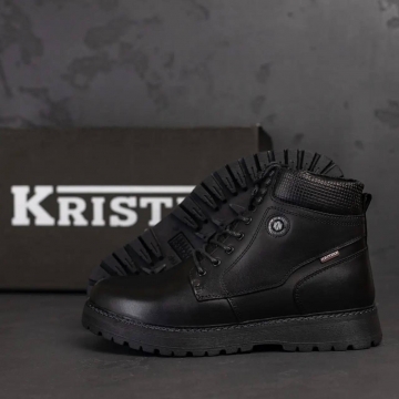 Мужские кожаные зимние ботинки Kristan Black Т-873