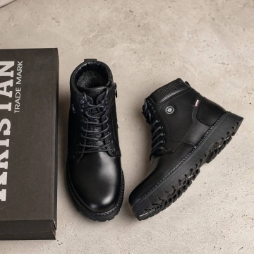 Мужские кожаные зимние ботинки Kristan Black Т-873