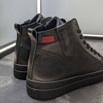 Шкіряні чоловічі стильні черевики Boss на зиму Т-880