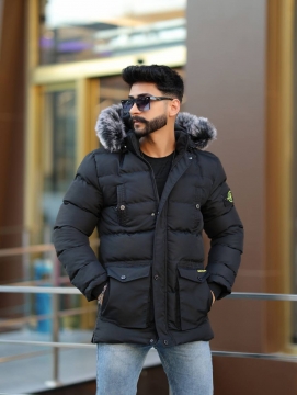 Теплая мужская зимняя куртка Stone Island с мехом К-1180