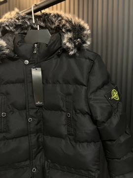 Теплая мужская зимняя куртка Stone Island с мехом К-1180