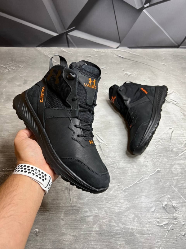Черные мужские зимние ботинки Under armour из матовой кожи Т-884
