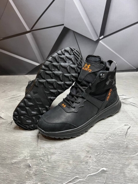 Черные мужские зимние ботинки Under armour из матовой кожи Т-884