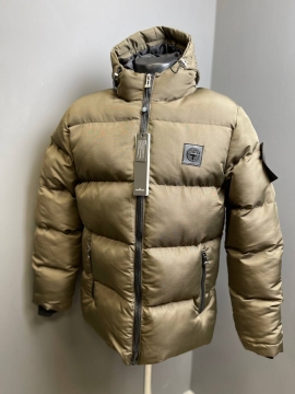 Модна чоловіча зимова брендова куртка Stone Island з капюшоном К-1188