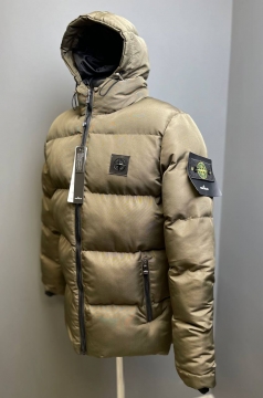 Модна чоловіча зимова брендова куртка Stone Island з капюшоном К-1188