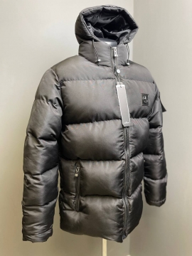 Черная мужская зимняя куртка Stone Island с капюшоном К-1189