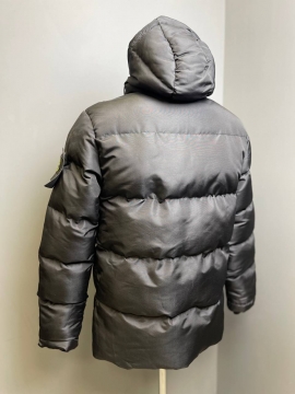 Черная мужская зимняя куртка Stone Island с капюшоном К-1189