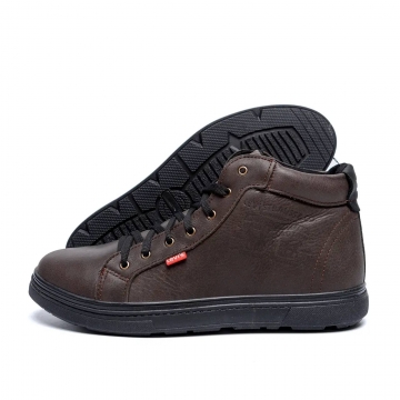 Мужские коричневые зимние кожаные кроссовки Levis Classic Т-890