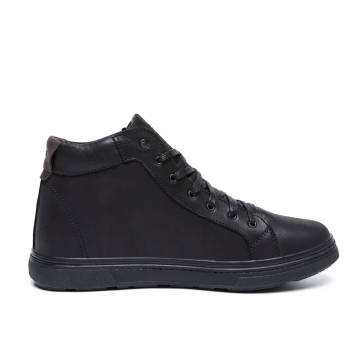 Черные мужские зимние кожаные кроссовки Levis Classic Black Т-891