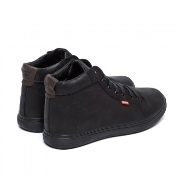 Черные мужские зимние кожаные кроссовки Levis Classic Black Т-891