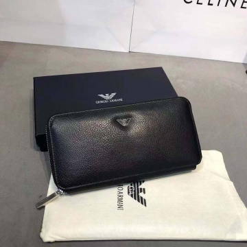 Черный мужской брендовый кожаный клатч Giorgio Armani К-128