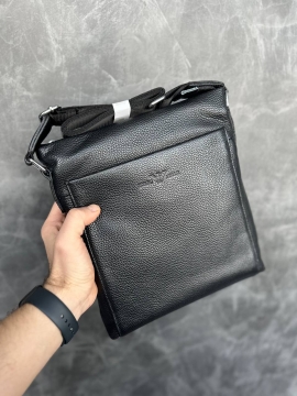 Мужская брендовая кожаная сумка Armani через плечо S-98