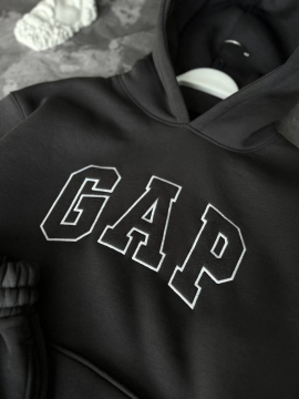 Теплый модный темно серый спортивный костюм Gap с капюшоном К-809