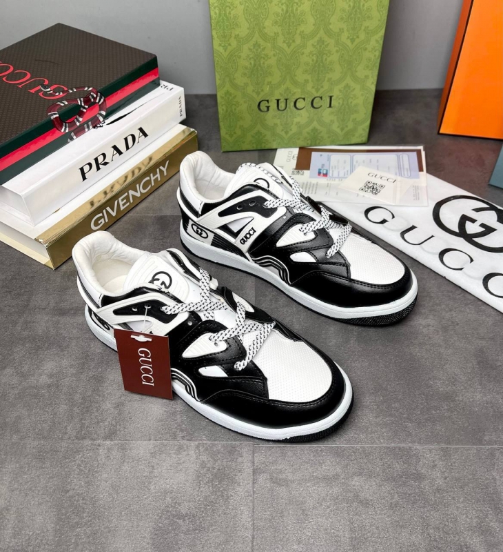 Модные черно белые кроссовки gucci весна-осень Т-908