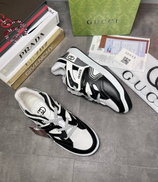 Модные черно белые кроссовки gucci весна-осень Т-908