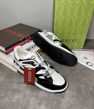 Модные черно белые кроссовки gucci весна-осень Т-908