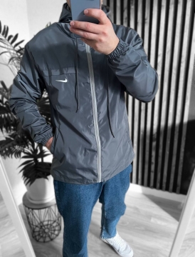 Модная темно серая мужская ветровка nike К-1235