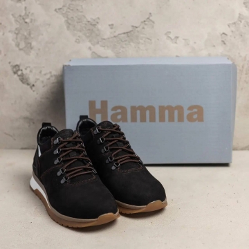 Черные мужские кожаные кроссовки Hamma из нубука Т-926