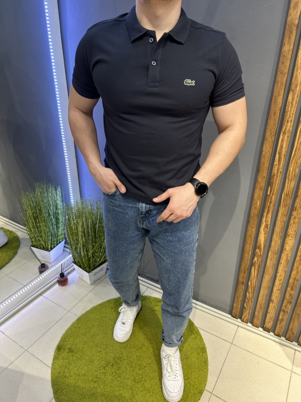 Темно синее мужское поло Lacoste Ф-1349