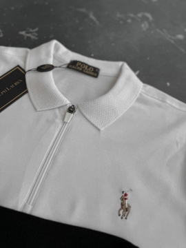 Белое мужское поло Ralph Lauren на молнии Ф-1354
