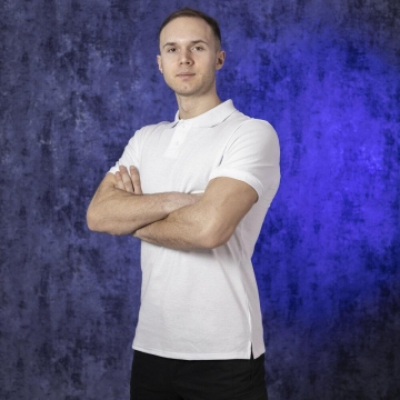 Біла чоловіча футболка поло Pobedov на гудзиках Ф-1362