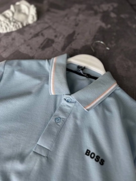 Светло голубое мужское поло Boss Ф-1382