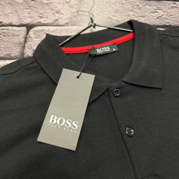 Стильне чорне брендове чоловіче поло Boss Ф-1419