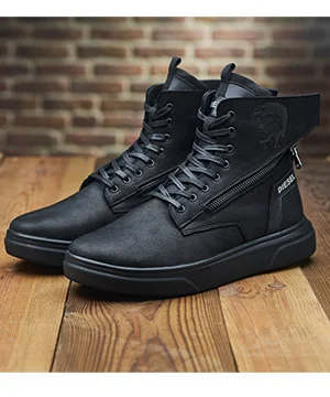 Модные высокие зимние кожаные ботинки Diesel Т-972