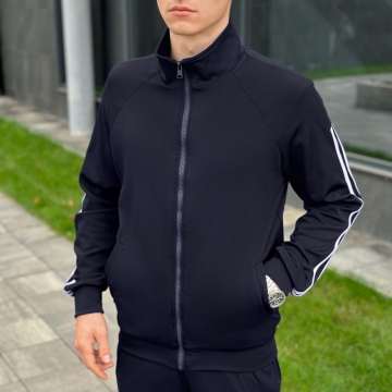 Темно синий мужской спортивный костюм с кофтой на молнии К-888