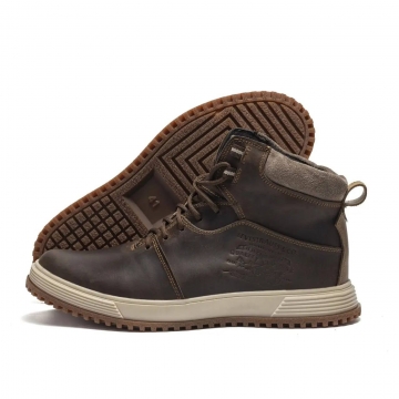 Коричневые мужские зимние кожаные ботинки LV brown Т-982