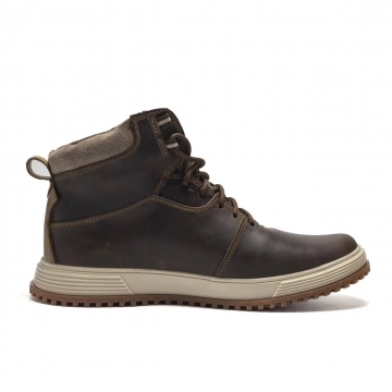 Коричневые мужские зимние кожаные ботинки LV brown Т-982