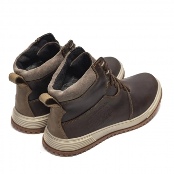 Коричневые мужские зимние кожаные ботинки LV brown Т-982