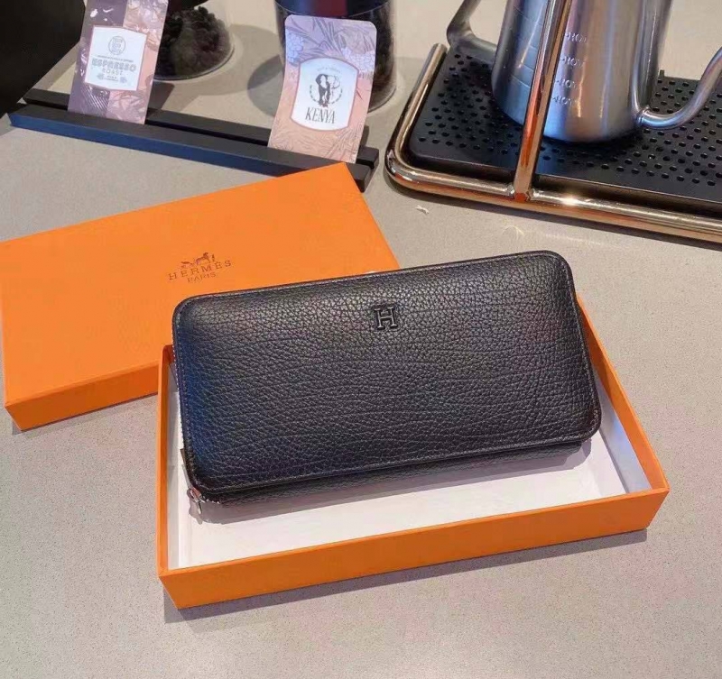 Брендовый длинный мужской кожаный клатч Hermes К-133