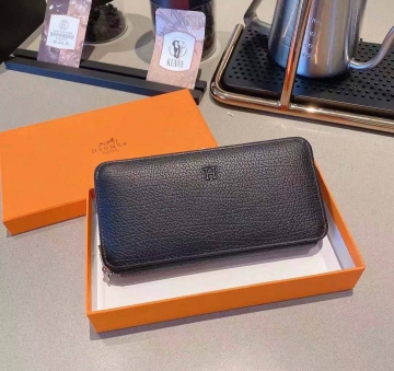Брендовый длинный мужской кожаный клатч Hermes К-133