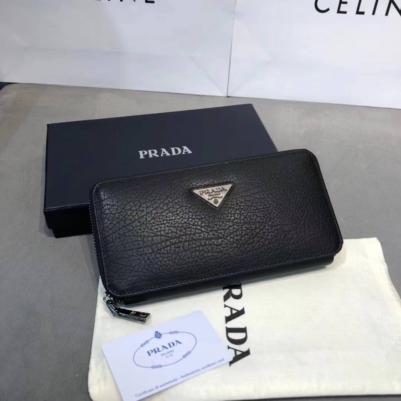 Мужской брендовый кожаный клатч Prada на молнии К-135