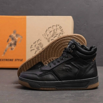 Мужские зимние кожаные ботинки LK Step Black Т-989