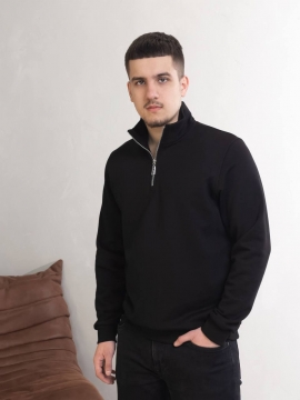 Стильний чорний джемпер на блискавці Т-1215