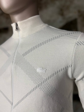 Чоловіча біла брендова кофта Lacoste на блискавці Т-1224