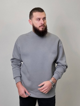 Сірий чоловічий однотонний світшот на флісі Т-1231