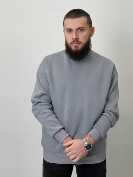Сірий чоловічий однотонний світшот на флісі Т-1231