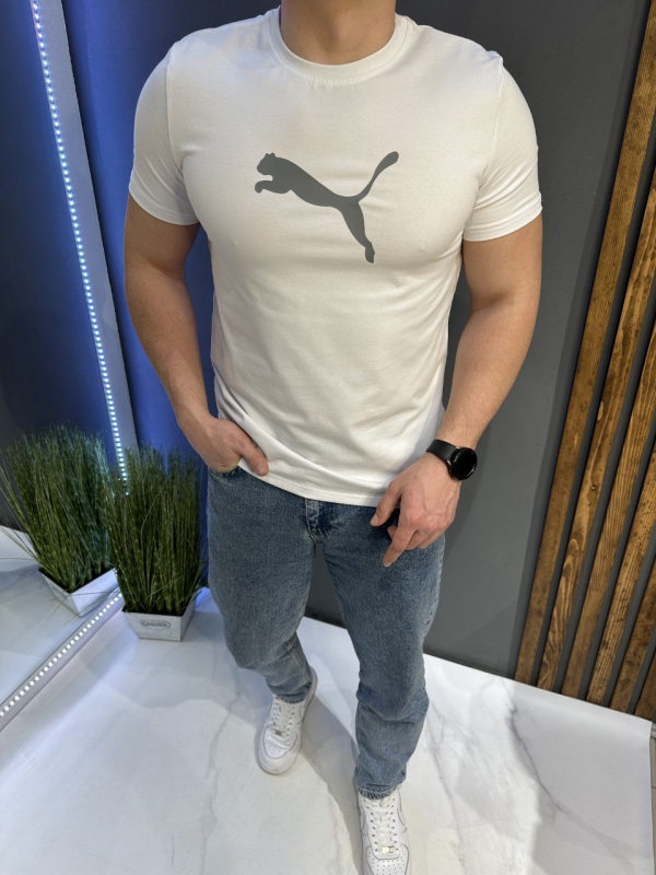 Белая мужская футболка puma Ф-1447