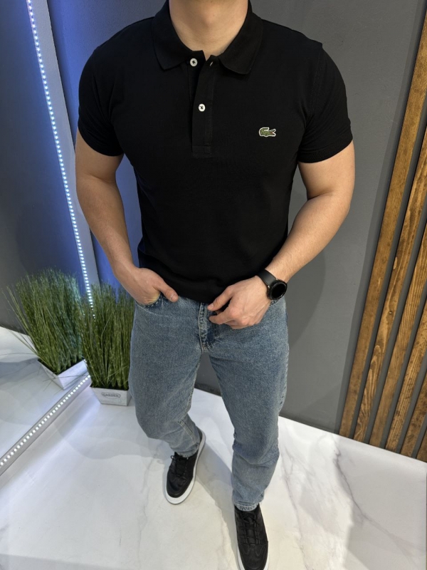 Черное мужское поло Lacoste Ф-1456