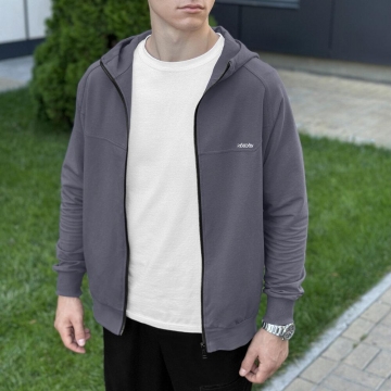 Легкая темно серая мужская кофта на молнии Т-1251