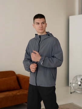 Темно серая легкая ветровка Pobedov с сеткой К-1452