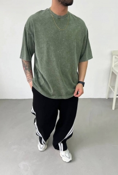 Модная футболка Acid Wash свободного кроя в зеленом цвете Ф-1507
