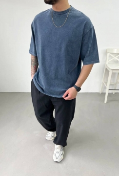 Синя чоловіча оверсайз футболка Acid Wash Ф-1508