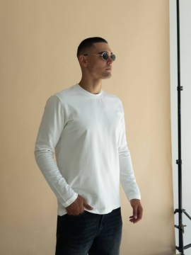 Білий чоловічий тонкий лонгслів Т-1266