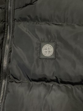 Черная мужская куртка Stone Island на осень зиму (белый логотип) К-885-1