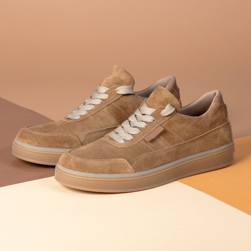 Темно бежевые мужские замшевые кеды на весну осень Т-1004